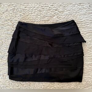 Karen Millen Black Silk Layered Mini Skirt Size 6